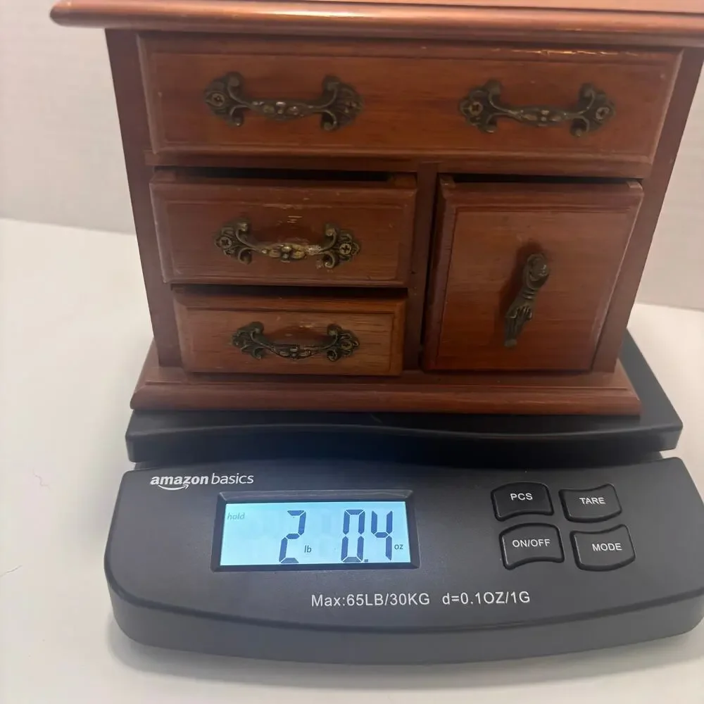 Vintage Powell Wooden Jewelry Box Mini Dresser Chest Organiser 4 Drawer Taiwan